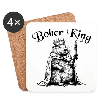 Bober Bóbr King Biber viral social media trend - Coasters (set of 4) - white - Front