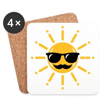 Drôle De Soleil Avec Lunettes De Soleil Et Moustache 3C - Dessous de verre (lot de 4) - blanc - Devant