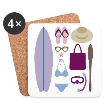 Sommer Sonne Strand - Untersetzer (4er-Set) - Weiß - Vorne