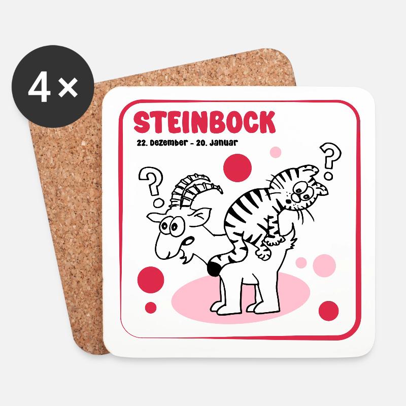 Sternzeichen Steinbock - Untersetzer (4er-Set) - Weiß