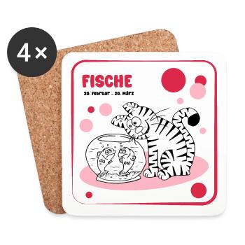 Zodiac sign Pisces - Coasters (set of 4) - white - Front