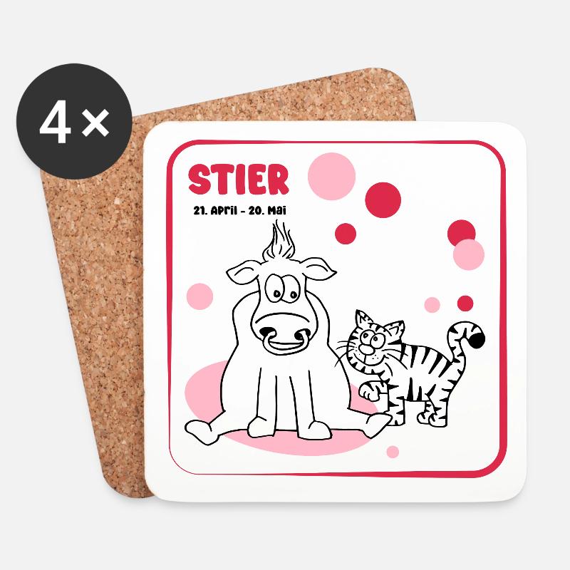 Sternzeichen Stier - Untersetzer (4er-Set) - Weiß
