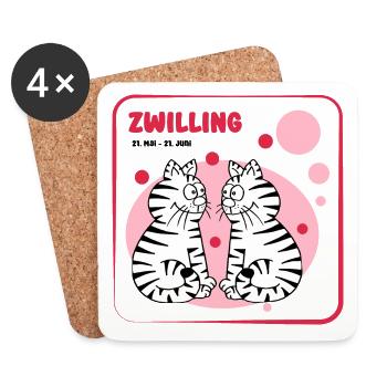 Sternzeichen Zwilling - Untersetzer (4er-Set) - Weiß - Vorne