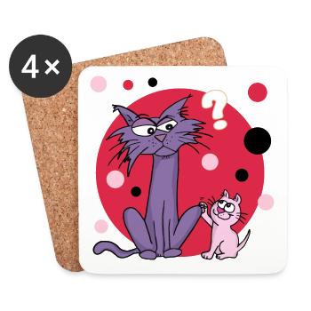 Que veux-tu, chat nain ? - Dessous de verre (lot de 4) - blanc - Devant