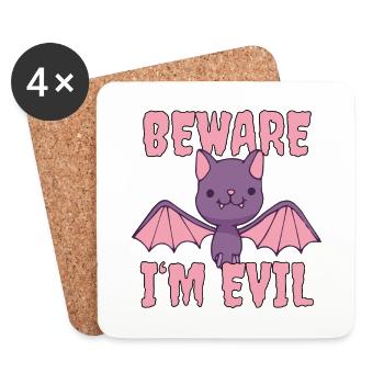 Mignon Halloween Chauve-souris Drôle Dicton - Dessous de verre (lot de 4) - blanc - Devant