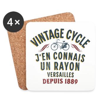 Vintage cycle j en connais un rayon - Dessous de verre (lot de 4) - blanc - Devant