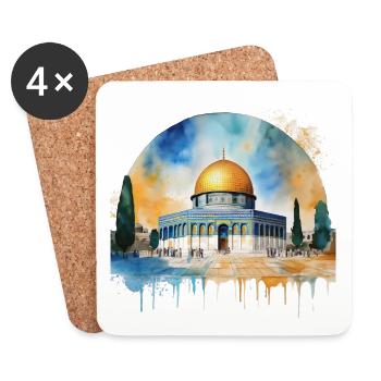 Iconic Dome of the Rock Illustration - Coasters (set of 4) - white - Front