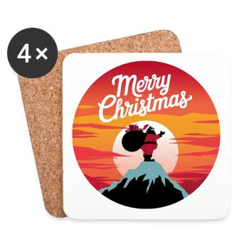 Père Noël sur le mont Joyeux Noël - Dessous de verre (lot de 4) - blanc - Devant