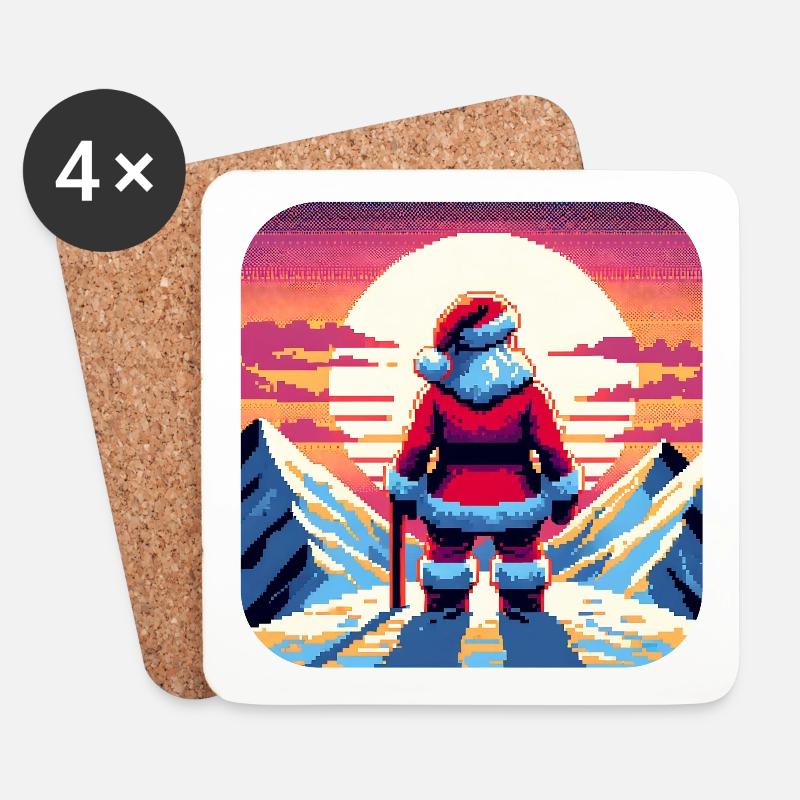 Weihnachtsmann auf dem Berg - Untersetzer (4er-Set) - Weiß