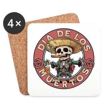 Dia De Los Muertos Totenkopf Totenschädel Tequilla - Untersetzer (4er-Set) - Weiß - Vorne