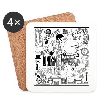 Iconic London Sketch Design - Coasters (set of 4) - white - Front
