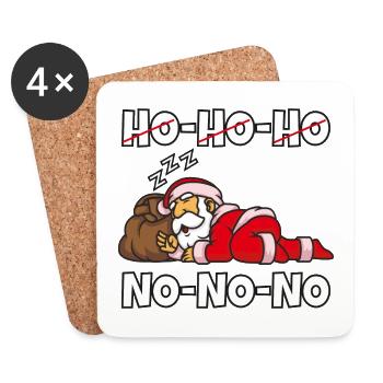 Père Noël paresseux - Dessous de verre (lot de 4) - blanc - Devant