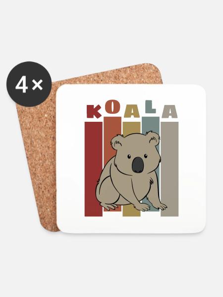 Koala Retro - Untersetzer (4er-Set) - Weiß