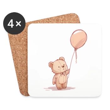 Teddy Bear and Balloon - Little Teddy Bear - Coasters (set of 4) - white - Front
