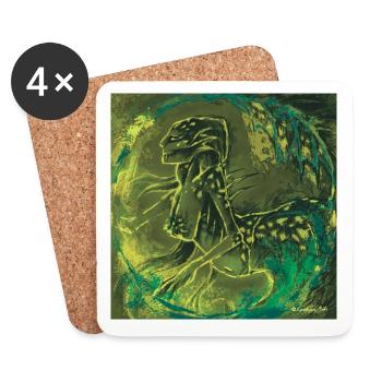 Wave Maiden Sirène Auto-dessinée - Dessous de verre (lot de 4) - blanc - Devant
