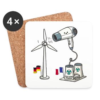 Wind Power vs Nuclear Power Funny Satire - Coasters (set of 4) - white - Front