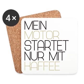 Mein Motor startet nur mit Kaffee - schwarz - Untersetzer (4er-Set) - Weiß - Vorne