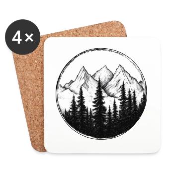 Berglandschaft für Wanderer, Gipfel - Untersetzer (4er-Set) - Weiß - Vorne