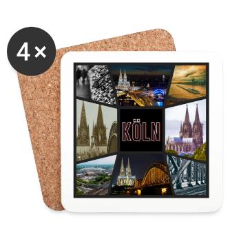 Cologne Skyline City Germany Collage Graffiti - Coasters (set of 4) - white - Front