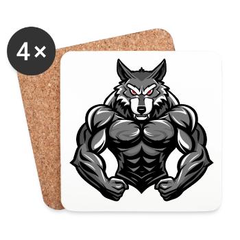 Wolf Muscles Bodybuilding - Coasters (set of 4) - white - Front