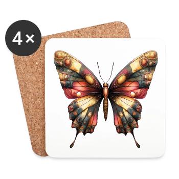 Beautiful colorful butterfly, 7 year old girl birthday - Coasters (set of 4) - white - Front