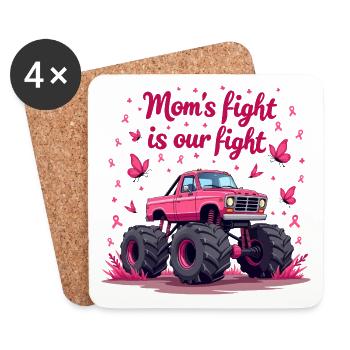 Mamas Kampf unser Kampf - Brustkrebs Bewusstsein - Untersetzer (4er-Set) - Weiß - Vorne