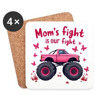 Mamas Kampf unser Kampf - Brustkrebs Bewusstsein - Untersetzer (4er-Set) - Weiß - Vorne