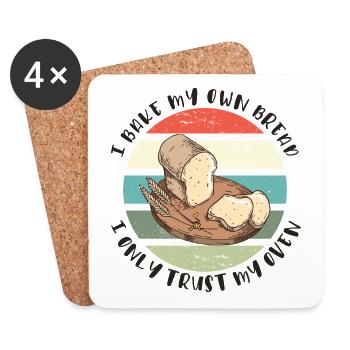 Ich backe mein Brot - Ich vertraue nur meinem Ofen - Untersetzer (4er-Set) - Weiß - Vorne