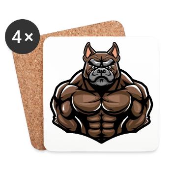 Bulldog Dog Muscles Bodybuilding - Coasters (set of 4) - white - Front