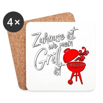 Grill Grilling BBQ Home Is Where My Grill Is - Coasters (set of 4) - white - Front