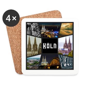 Cologne Skyline City Germany Collage Graffiti - Coasters (set of 4) - white - Front