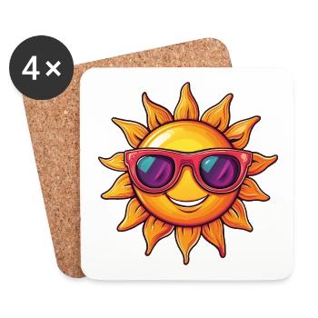 smiling sun, sunglasses, smiling - Coasters (set of 4) - white - Front
