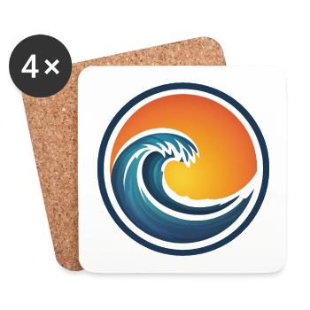 surfing wave, wave logo, water sports, sea - Coasters (set of 4) - white - Front