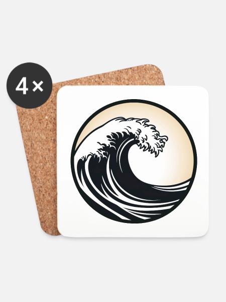 surfer gift, surf fan, big wave - Coasters (set of 4) - white