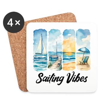 Sailing Vibes – Feel the Ocean - Coasters (set of 4) - white - Front