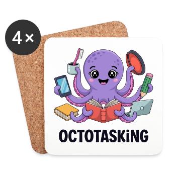Octotasking Krake im Multitasking Modus - Untersetzer (4er-Set) - Weiß - Vorne
