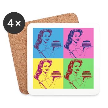Backen Torte Backkönigin Backfee Bäckerin Pop Art - Untersetzer (4er-Set) - Weiß - Vorne