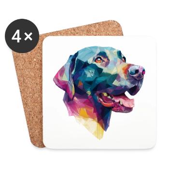 Conception Low Poly Labrador Retriever - Dessous de verre (lot de 4) - blanc - Devant