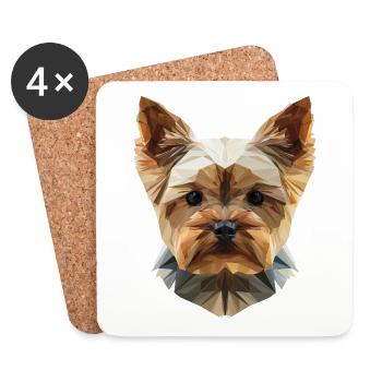 Yorkshire Terrier Low Poly Art Design - Coasters (set of 4) - white - Front