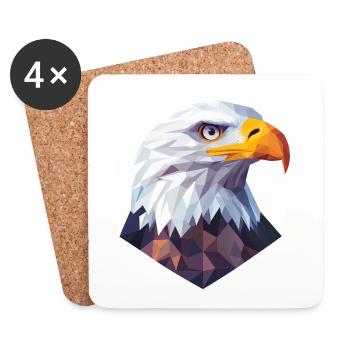 Adler Kopf Low Poly Logo Design - Untersetzer (4er-Set) - Weiß - Vorne