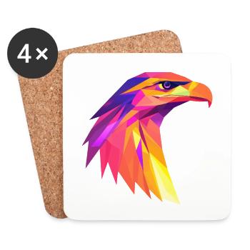 Eagle Head Low Poly Logo Design - Coasters (set of 4) - white - Front