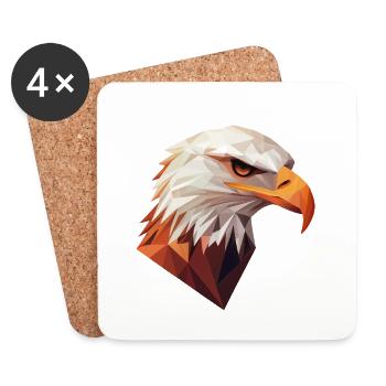 Eagle Head Low Poly Art Logo Design - Coasters (set of 4) - white - Front