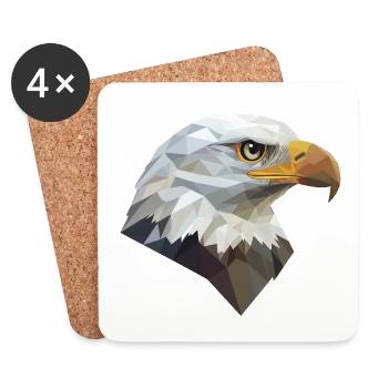 Eagle Head Low Poly Art Logo Design - Coasters (set of 4) - white - Front
