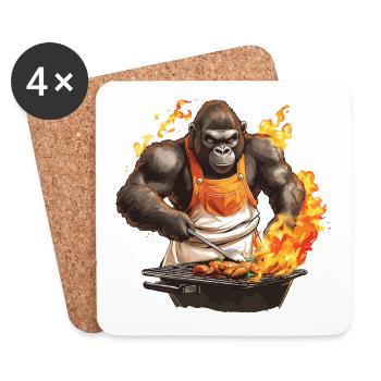 Grillen Grilla Griller Gorilla BBQ Lustig Witzig - Untersetzer (4er-Set) - Weiß - Vorne