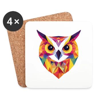 Low Poly Owl – modern design for the smart - Coasters (set of 4) - white - Front