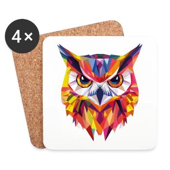 Low Poly Owl – modern design for the smart - Coasters (set of 4) - white - Front