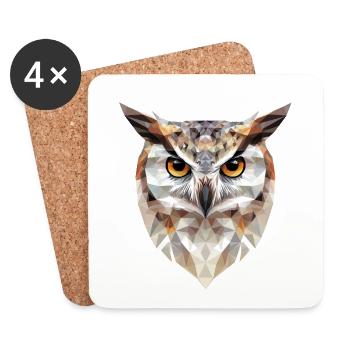 Low Poly Owl – modern design for the smart - Coasters (set of 4) - white - Front