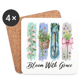 Blühe mit Anmut Gartenblumen Kunst - Untersetzer (4er-Set) - Weiß - Vorne