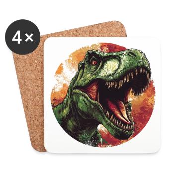 T-Rex - Untersetzer (4er-Set) - Weiß - Vorne
