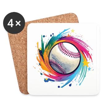 Baseball - Untersetzer (4er-Set) - Weiß - Vorne